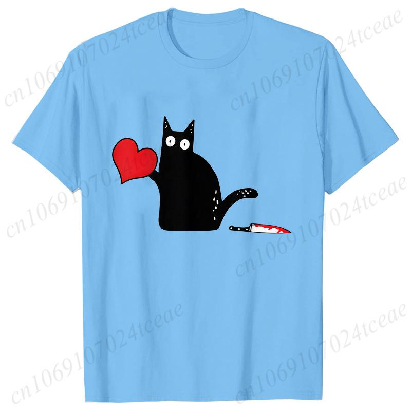 Black Cat with Knift Tee Shirt, Love Couples T Shirts, Couple Shirts, Best Couple Shirts, Lovers Shirt, Black Cat Hearts Outfits