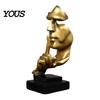 Gold Black White Figurine Abstract Faceless Sculpture, Modern Minimalist Silence Resin Statue, Luxury Light Figure Home Decor for Office