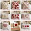 Romantic Valentine Heart Pattern Pillowcase Embroidery Throw Pillow Cover  Valentines Day