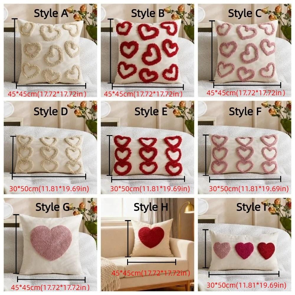 Romantic Valentine Heart Pattern Pillowcase Embroidery Throw Pillow Cover  Valentines Day
