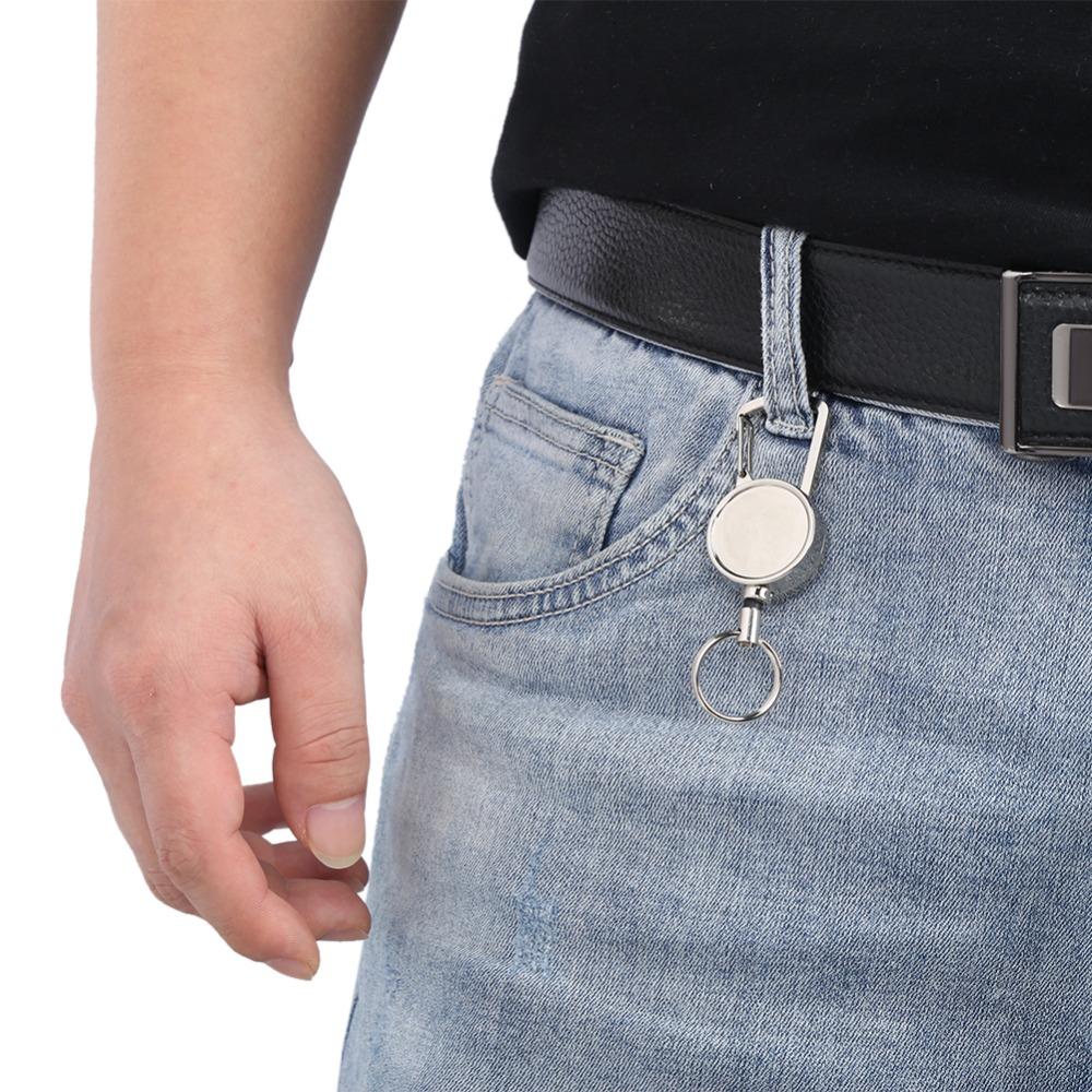 2 Pcs 2.5cm Key Chain All Metal ID Badge Holder Durable Belt Clip  Camping