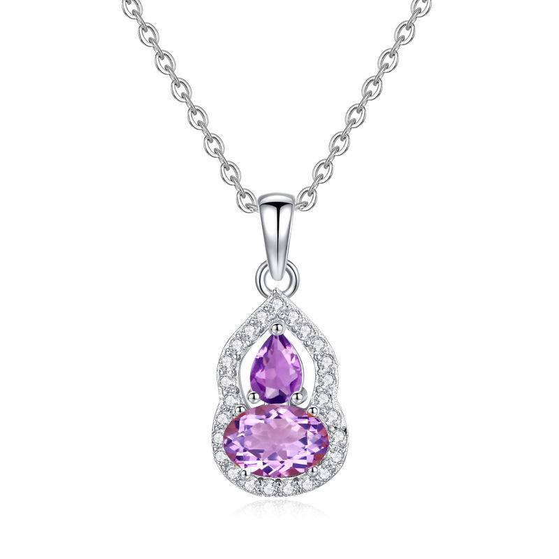 Gourd s925 sterling silver necklace women s natural crystal stone peace and joy pendant topaz peridot collarbone chain 925 silver