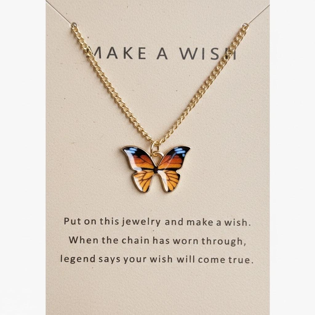 

Bohemian Alloy Butterfly Pendant Necklace Clavicle Chain Women Girls Fashion Jewelry Gift 4 Colors Available помаранчевий