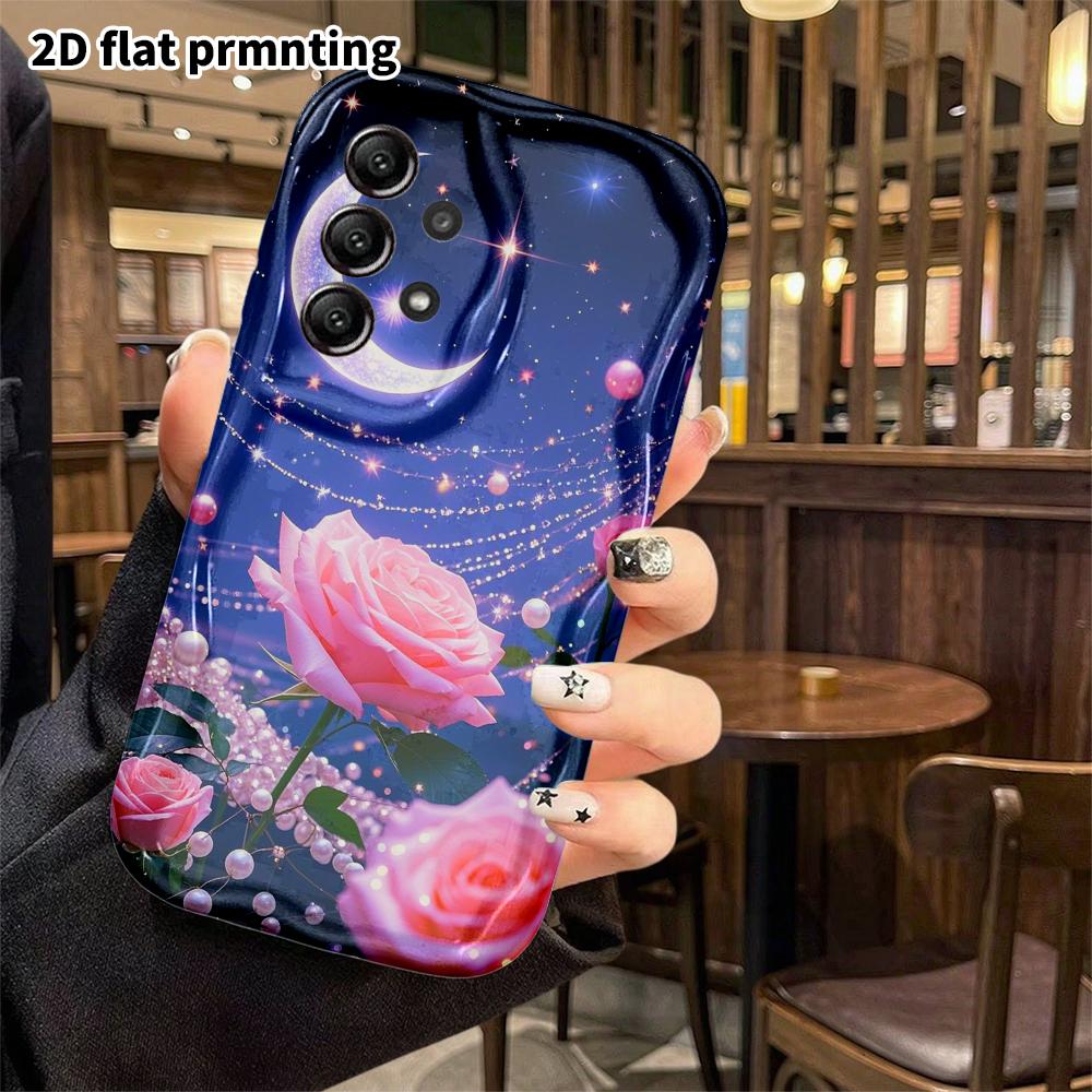 Phone Case: 2D Flat Samsung Galaxy A34 A35 M05 M06 S20 S22 S21 FE Plus 5G Protective Case, Pearl Pink Rose, Christmas and Halloween Gift