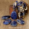 European Ethnic Blue Veined Stone Water Drop Pendant Necklace for Women - Hand-Knotted Natural Stone Sweater Chain Jewelry