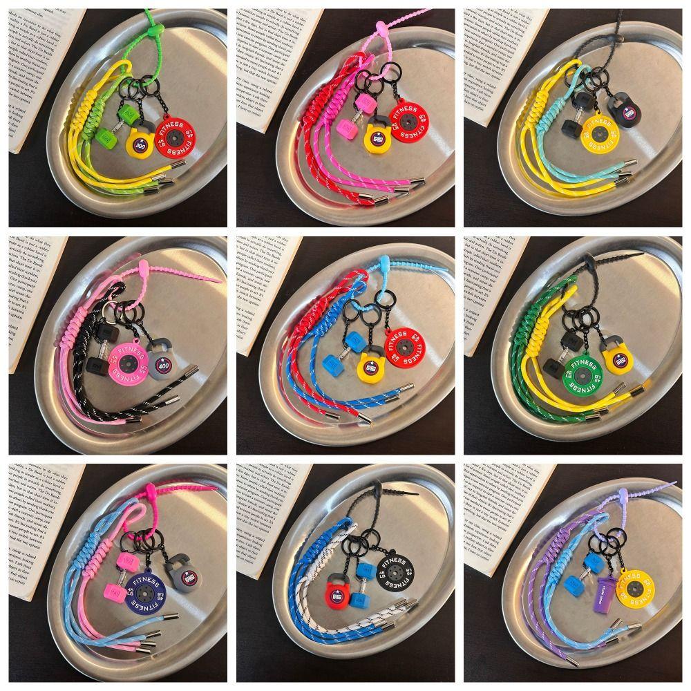 Adjustable Strap Fitness Series Pendant Colorful Simulation Dumbbells Keyring  Fitness Prople