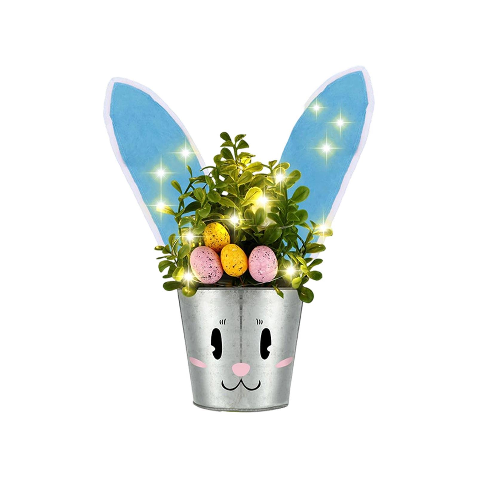 

Easter Artificial Desktop Ornaments, Including LED Potted Plants With Colored Eggs And Ears. One Size