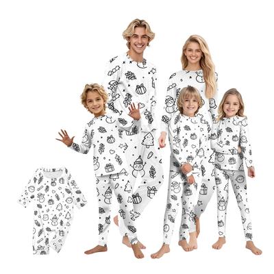 DIY Hand Painted Colorable-Parent-child Outfit - Print Round Neck Parent-child Long Sleeve Long Pants Home Clothes Suit Spring