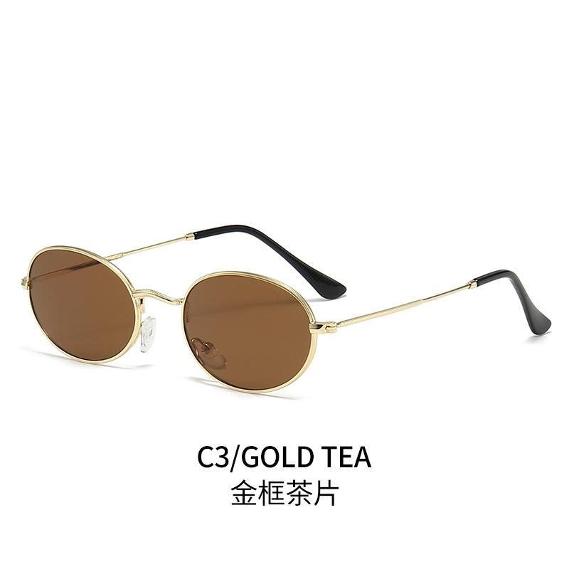 Metal sunglasses, retro oval-shaped, oversized style, punk sunglasses, driving glasses