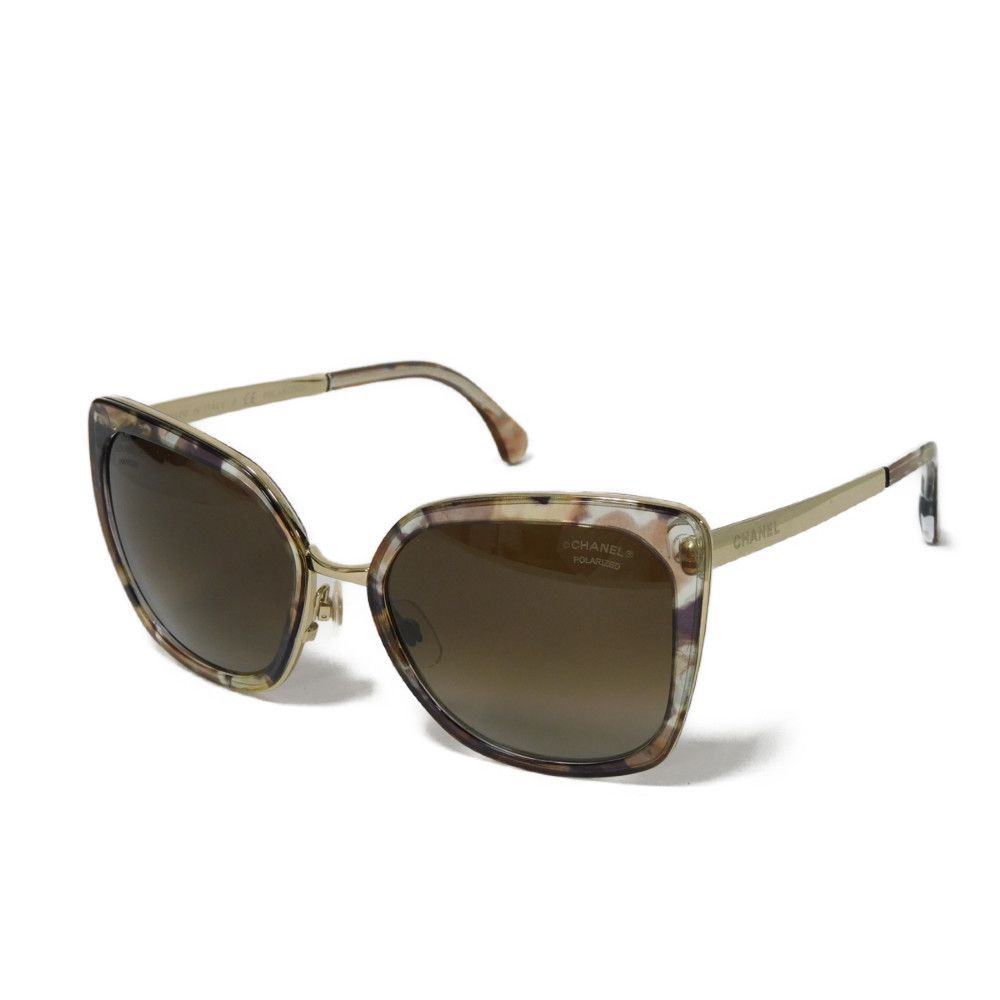 Used 10097 Fox Shape Eyewear 4209 c.463/S9 7968 Polarized Gradient Gold Logo Acetate Clear Havana Women's from Japan