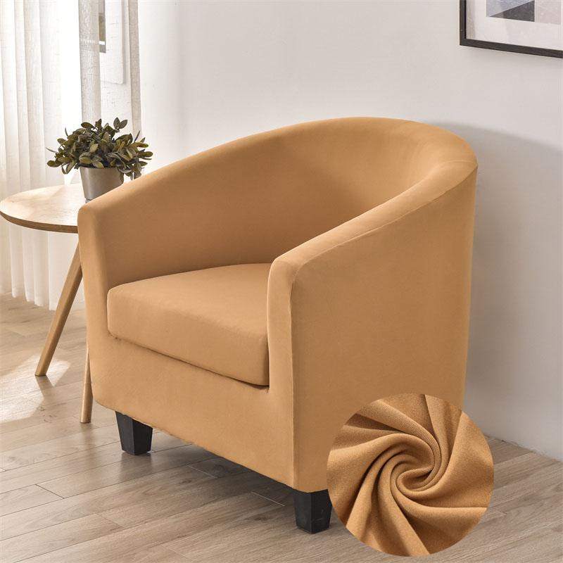 Solid Color Tub Chair Cover Stretch Armchair Cover Club Sofa Slipcover Armchair Covers With Cushion Cover For Living Room Home