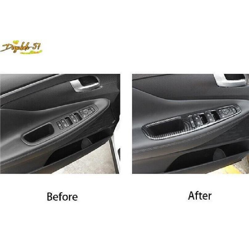 Carbon Fiber Window Lift Switch Button Cover Trim For Hyundai Santa Fe -