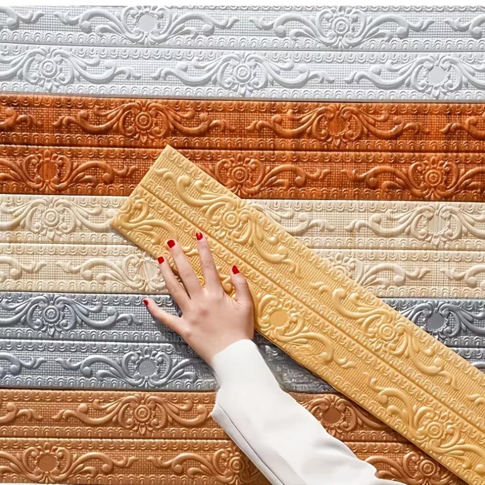 1pc 2.3mX12cm  Wall Edge Strip Stickers Self Adhesive Waterproof Baseboard Wallpaper Border Wall Sticker Bedroom Wall Decoration