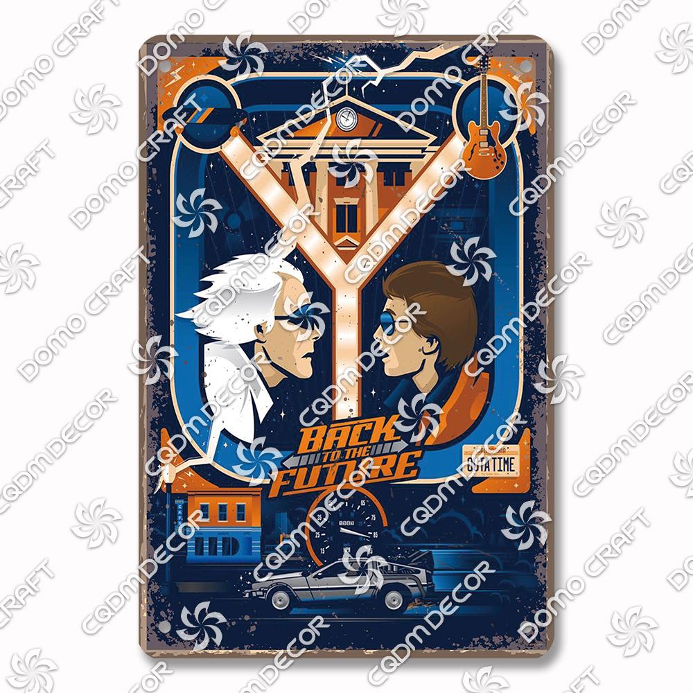 Classic Science Fiction Film Metal Tin Sign, Back to the Future Movie Poster Metal Plates, Cinema Club Cafe Bar Home Wall Decor