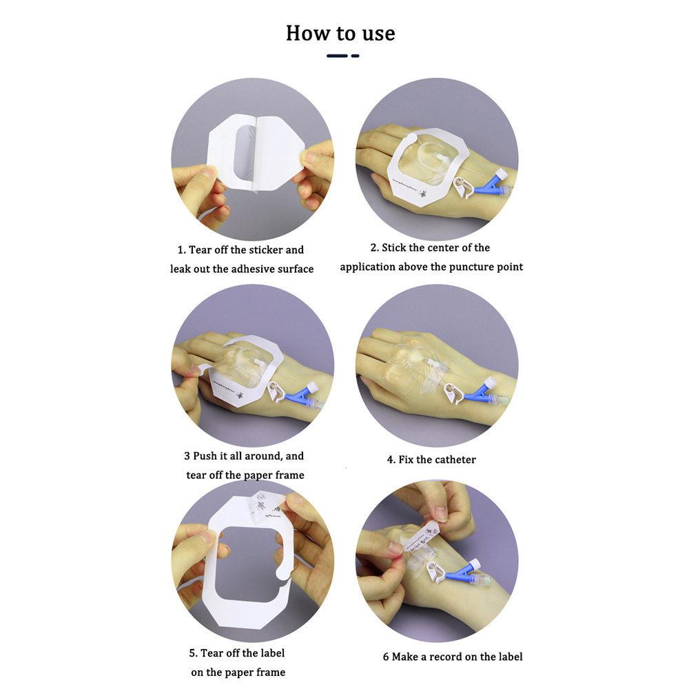 Medical Waterproof Wound Dressing PU Film Breathable Sterile PICC I.V. Cannula Infusion Indwelling Needle Fixation Sticker