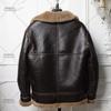 Thick Winter Genuine B3 Sheepskin Leather Jacket Mens Fur Coat Motorcycle Outerwear