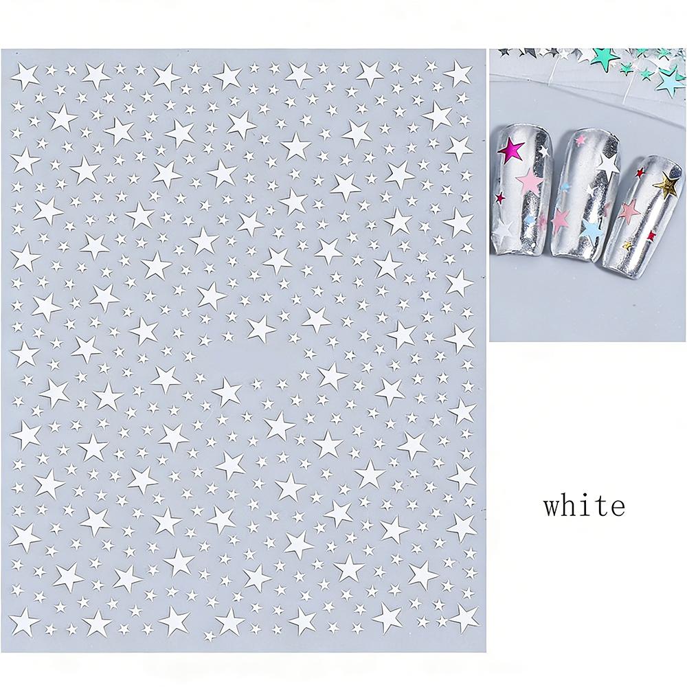 3D Y2K Dopamine Star Nail Stickers 3D Shiny Pink/Red/Green/Blue Five-Piont Stars Nail Decals 8*10cm Self-Adhesive Nail Decortion