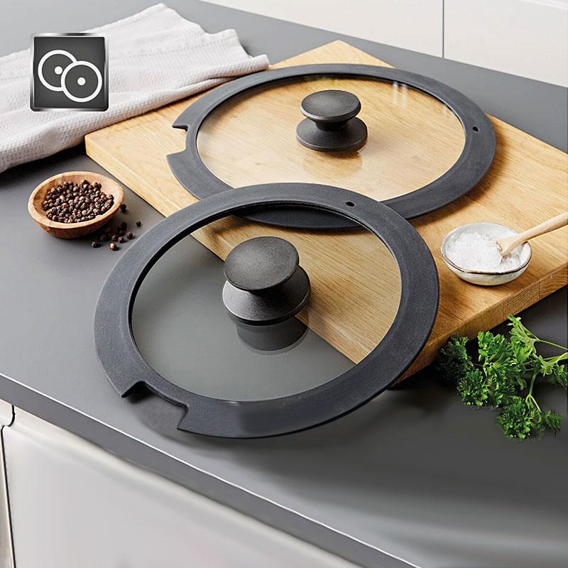 Universal Tempered Glass Pot Lid for Pots Pan Skillet Spill Stopper Cover 18/20/26cm Heat Resistant Silicone Replacement Pan Lid