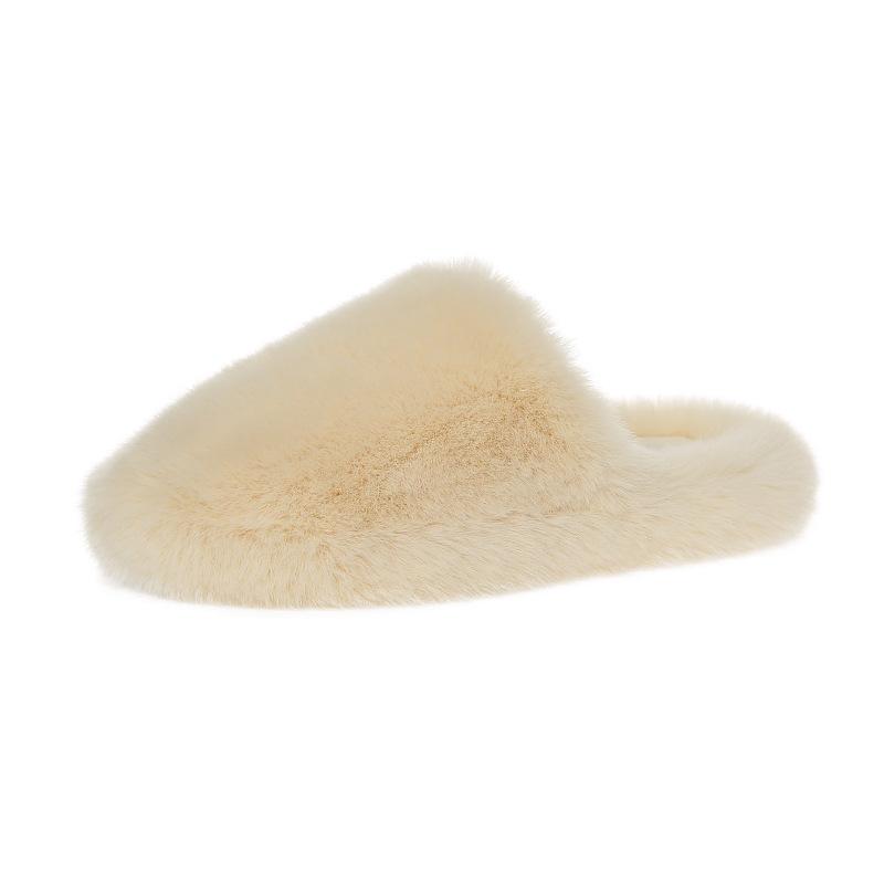 

Fashion home plush outer slippers women s 2025 new Korean version Baotou fashion soft sole solid color fluffy shoes 35