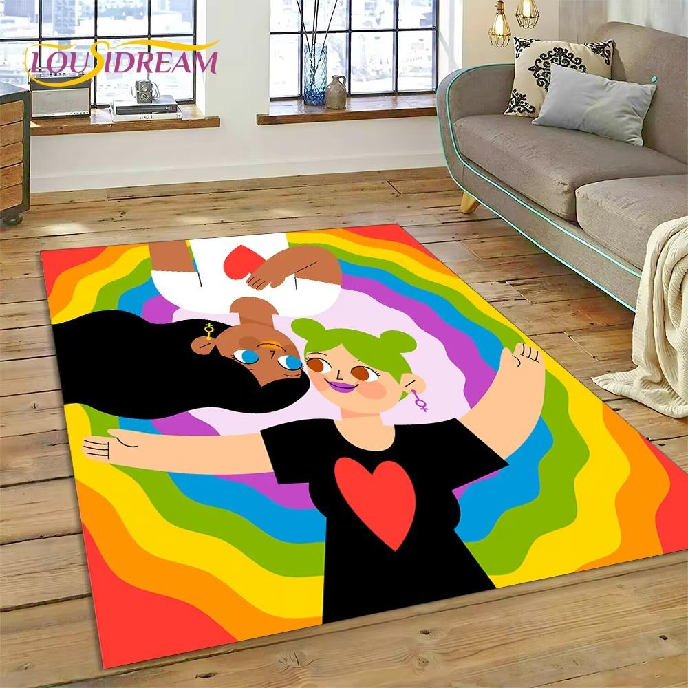 Tappeto Tappeto Cartoon con Illusione di Colore 3D Arcobaleno per Soggiorno Camera da Letto Decorazione per la Casa, Tappetino Antiscivolo Decorazione per Divano Zerbino
