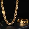 Trendige Cuban Link Kette & Armband aus Edelstahl mit glattem Verschluss