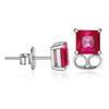Orecchino Rubino Rosa Naturale 7,35 ct Argento Sterling 925 Quadrato per Lei Gioiello con Pietra Preziosa Regalo