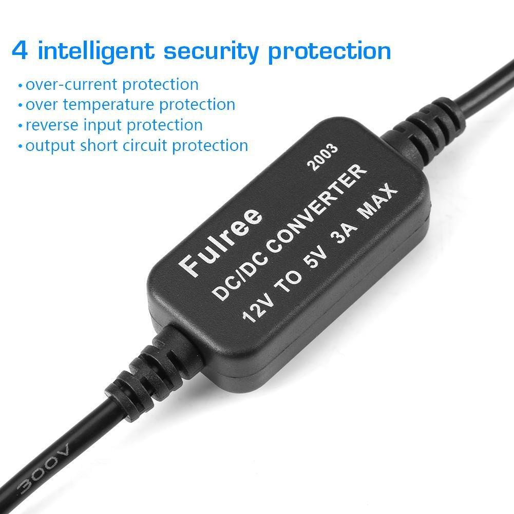 Konverter 12 V auf 5 V, USB-Buchse, Abwärtsregler, DC auf DC 12 V auf 5 V, 3 A, Doppel-USB-Spannungswandler für Auto, GPS, Smartphone