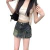 Retro High Waist Denim Midi Skirt for Women - Plus Size, Slimming, A-line, Irregular Hem, Hip-Wrapping