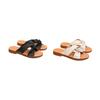 2025 new cross flat heel rubber soft sole daily leisure breathable one-character height increase lightweight foot slippers women