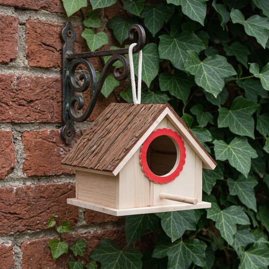 Holz-Vogelhaus für Gartenvögel Hängendes Vogelhaus mit Sitzstange Rustikales Vogelhaus für Bauernhaus Haus Garten Dekoration