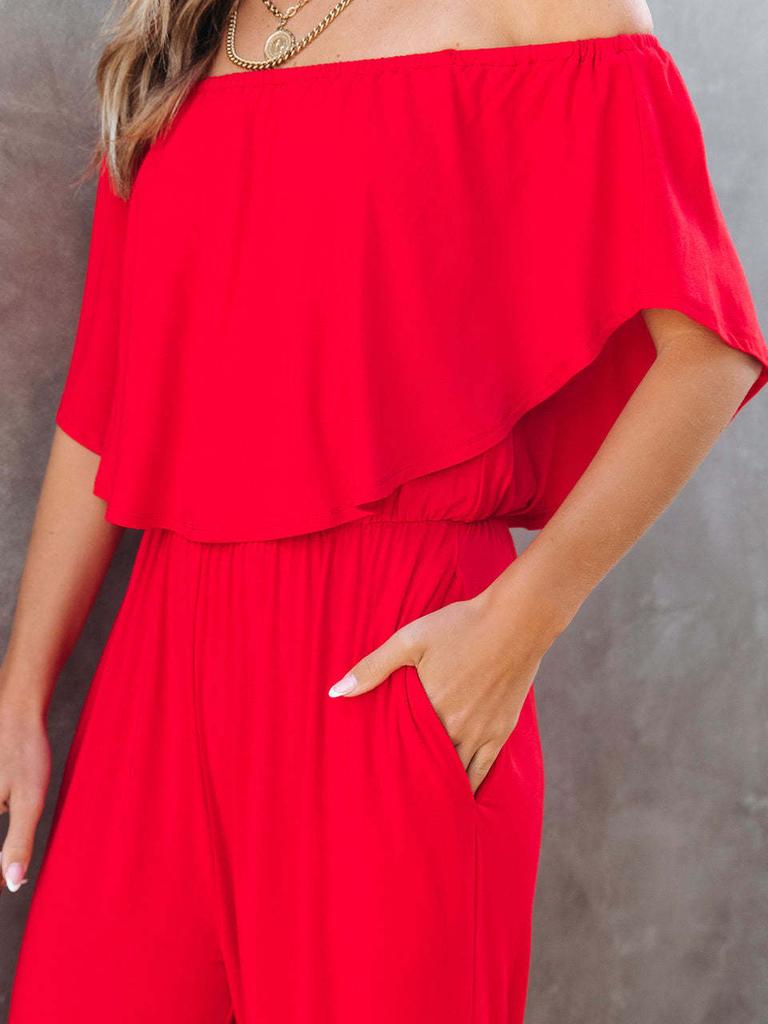 Summer Women's Temu One-Shoulder Fashion Chic Casual Wide Leg Jumpsuit for Women