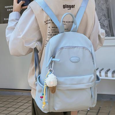 Student Solid Color Schoolbag Girl's Large Capacity Travel Backpack