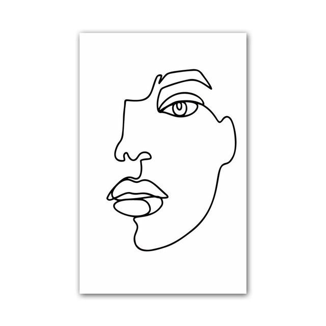 Nordic Minimalist Line Figure Painting Canvas Painting Abstract Face Poster Office Living Room Bedroom Home Decoration Mural No Frame