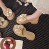 Fashion one-word outer wear sandals casual bow 2025 summer new thick-soled muffin beach explosion cool slippers