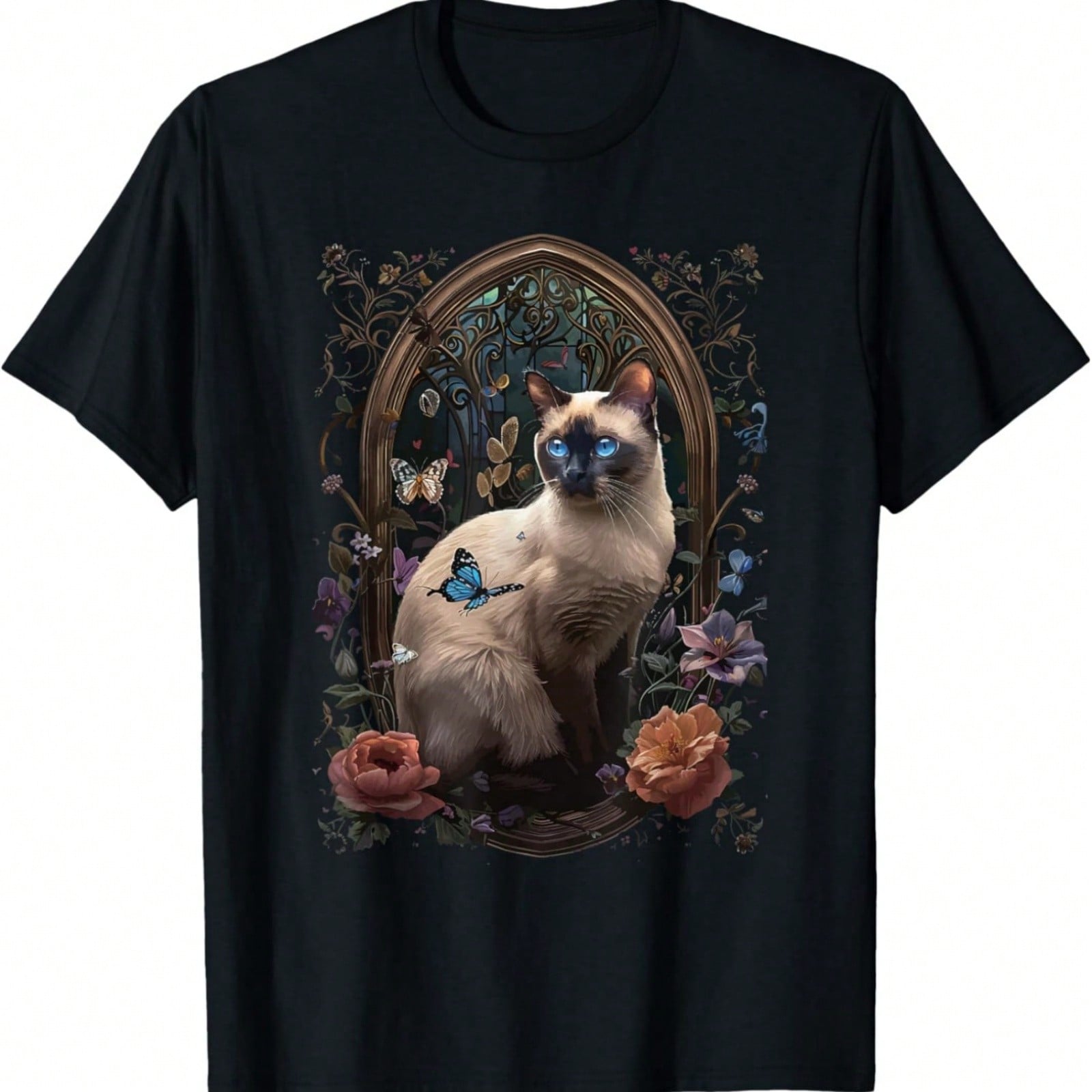 Siamese Cat Flower T-Shirt S разноцветный