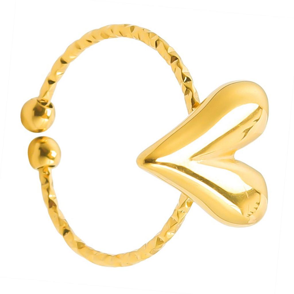 Metal Heart Rings for Women Men Trendy Stainless Steel Open Rings Adjustable Size Rings Korean Elegant Party Jewelry
