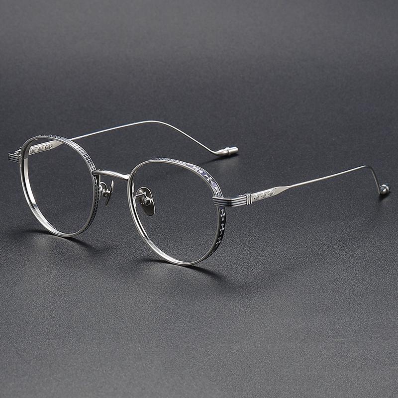 New Lightweight Carved Eyeglass Frame Top Quality Unisex Trendy Titanium Optical Frame Eyeglasses