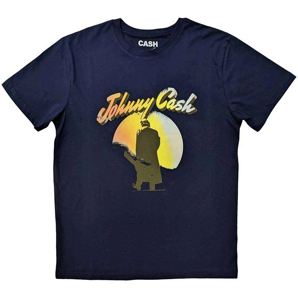 Johnny Cash T Shirt Walking Guitar new Official Unisex Navy Blue XL
