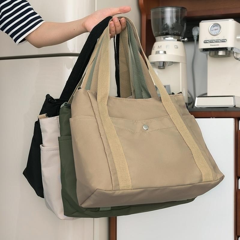 Women Nylon Tote Bag Large Capacity Shoulder Handbag Casual Lightweight Crossbody Bag Multi Pocket Travel Shopping Work Bag