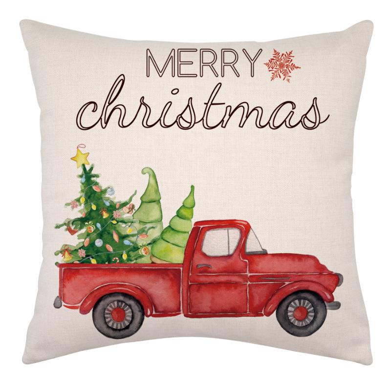 Christmas Pillow Cover Linen Single-sided Holiday Party Christmas Pillow