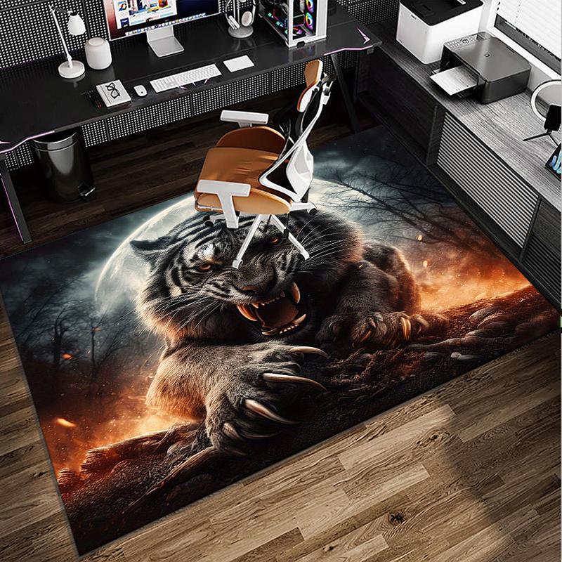 Tiger Stripes Pattern Design Office Rug Chair Mat, Entryway Carpet, Suitable for Front Door, Bedroom, Living Room, Desk, Holiday Gift