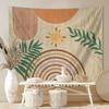 2D Modern Boho Sun Tapestry Rainbow Palm Leaf Home Background Decor