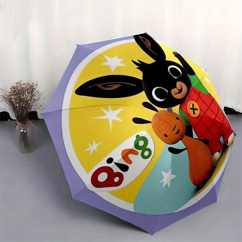 Bing, Rabbit Automatic Folding Umbrella 8 Ribs, Durable Iron Frame, Bright Color Pattern Compact Travel Umbrella, Suitable for Outdoor, Bea