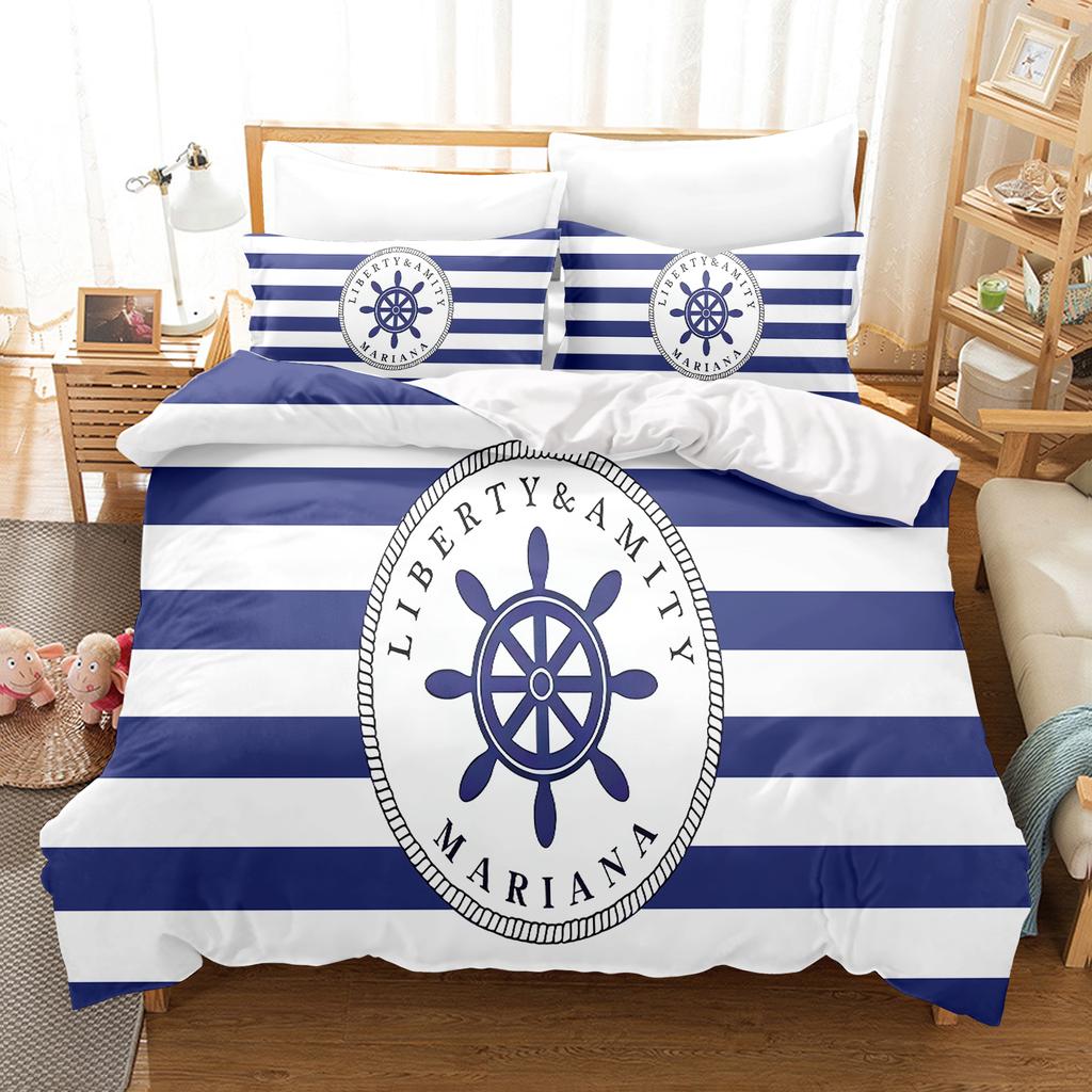 Nautical Anchor And Compass Duvet Cover Set Bedding Comforter Sets King Size  3D Children'S   1 Quilt Cover