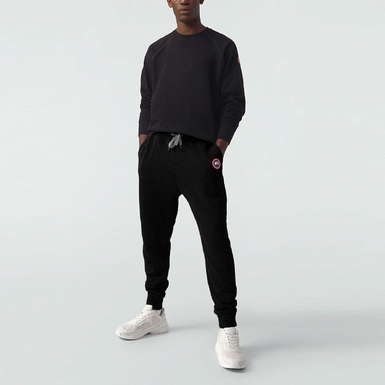 Canada Goose Huron Series SS22 Red Label Breathable Logo Solid Color Cuffed Long Pants Knitted Sports Pants Men bottoms Black 7402M-61