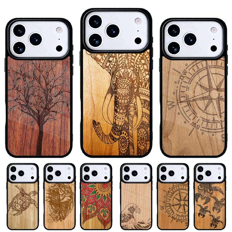 Natural Bamboo Wood pattern Phone Case for iPhone 17 Air 16e 15 14 13 Pro Max Back Cover for 12 11 Pro Coque