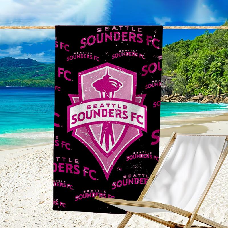 Sea-ttle Fc Logo Printed Beach Towel, Super Soft Microfiber, Perfect Gift Birthday, for Pool, Beach, Travel, for family and friends
