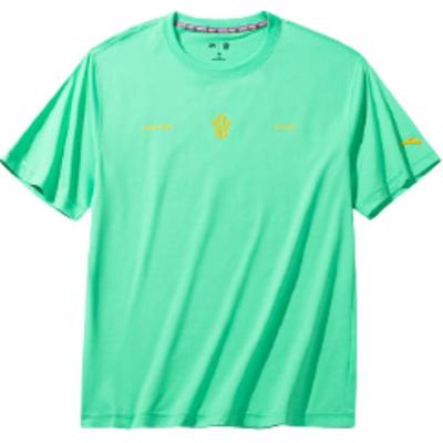 Top tricotat cu mânecă scurtă, confortabil, versatil, imprimat seria Kyrie, topuri unisex, verde basm 172431109-5