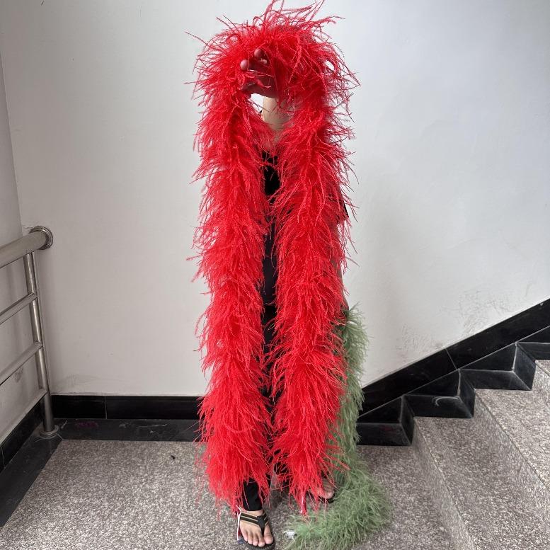 DIY 2 Meter Natürliche Straußenfedern Boa 1 2 3 4 6 Lagen Federn Boa für Hochzeits-Weihnachts-Party-Kleid Dekoration Schal Accessoire Schal
