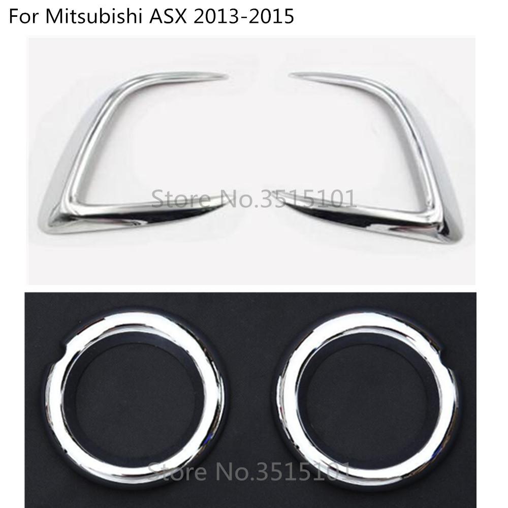 Car Head Front Fog Light Lamp Frame Stick Eyebrow ABS Chrome Cover Trim Sticker For Mitsubishi ASX 2013 2014 2015 2016 2017